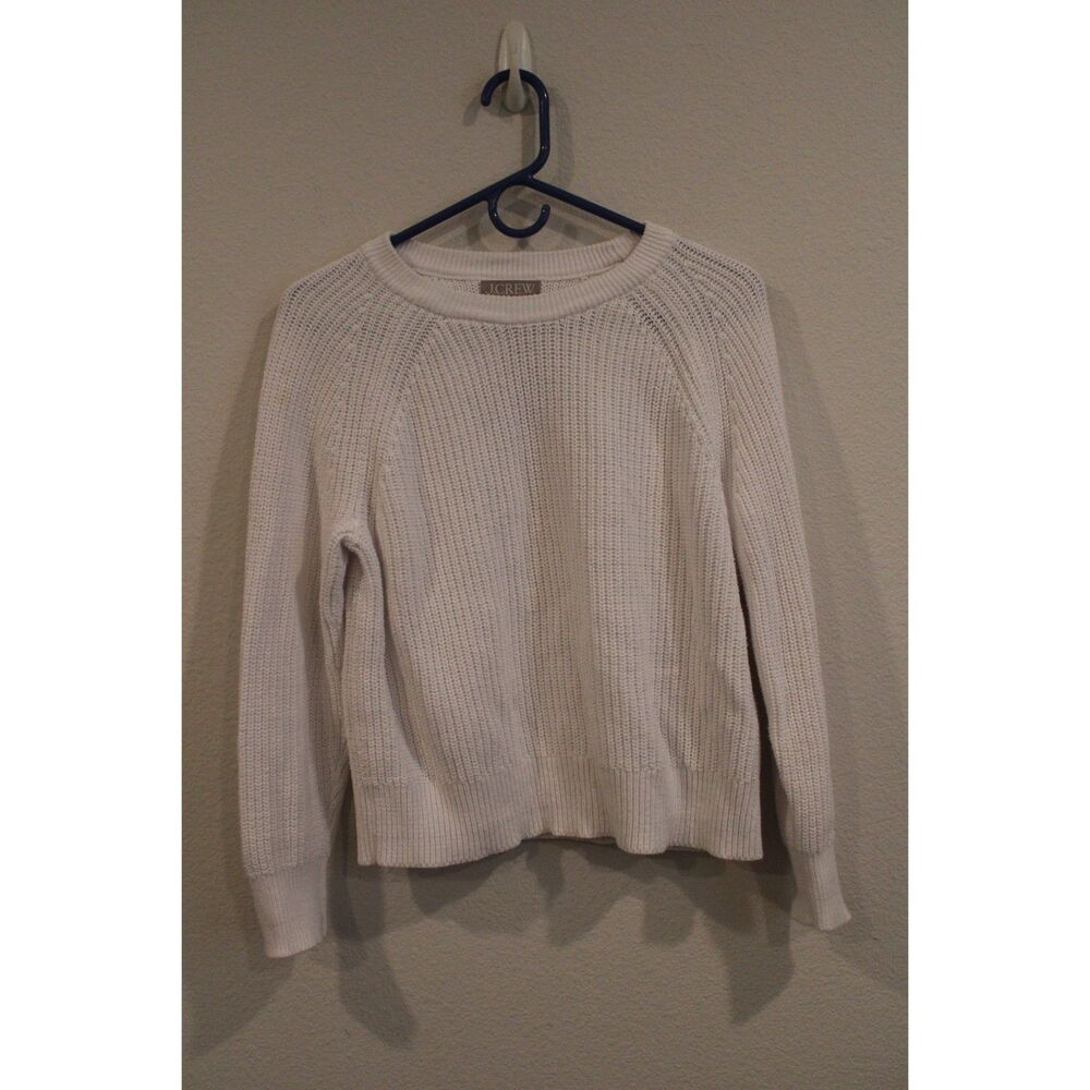 J. Crew women's white Cotton fisherman sweater size small some stains
